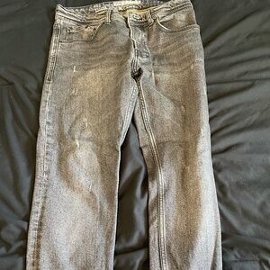 Denimology Mens Jeans Slim Straight Fit Size 32 Dark Grey